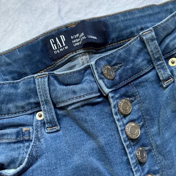 GAP Denim High Rise Universal Legging Jeans, Medium Blue, Size 8 / 29 R, Jegging - Picture 2 of 14